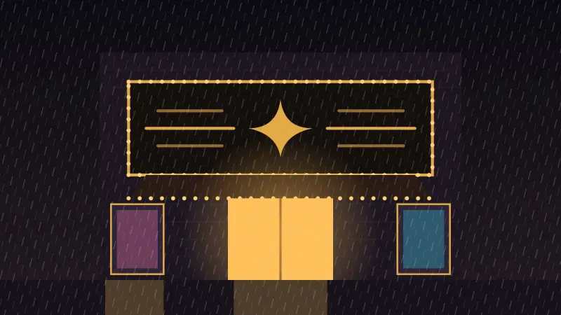 Illustration: A cinema marquee at night